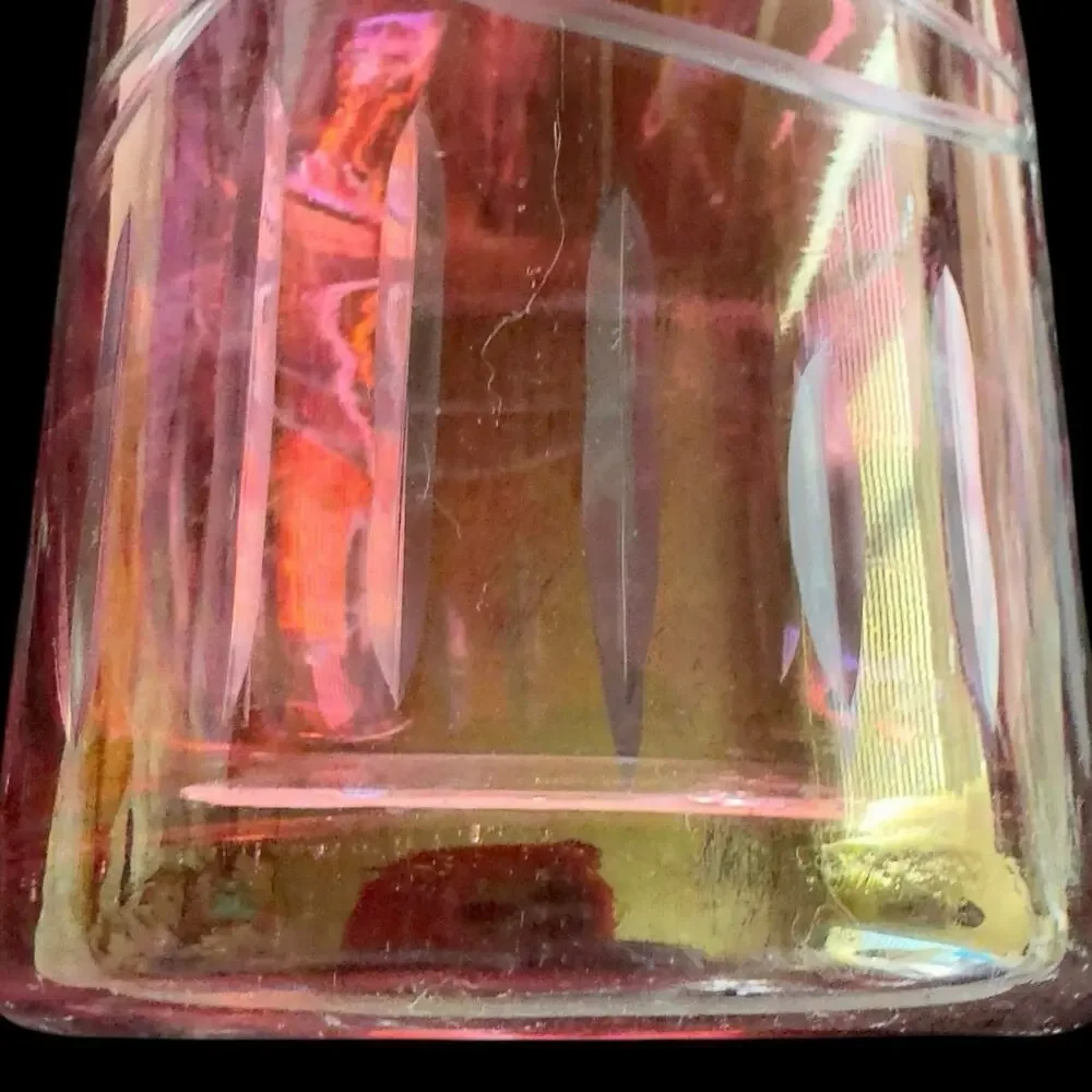 8.5” Vintage Bohemian Cut Pink Cranberry Crystal Glass Genie Decanter Bottle